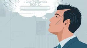 Illustration of a businessman thinking about Nebraska money transmitter bond requirements, representing financial decision-making and compliance planning.