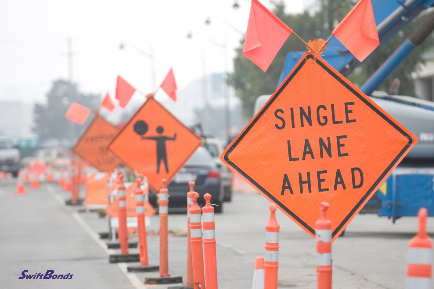 The route is closed for construction and has a construction sign.