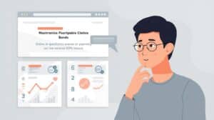 An infographic-style design showing a man analyzing online financial charts, symbolizing digital tools and platforms for mortgage broker bonds approval with low credit.