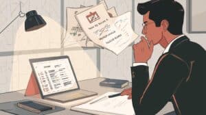 Professional reviewing online documents and applications titled ‘How to Secure a Motor Vehicle Dealer Bond,’ symbolizing the Swiftbonds step-by-step bonding process in Virginia.