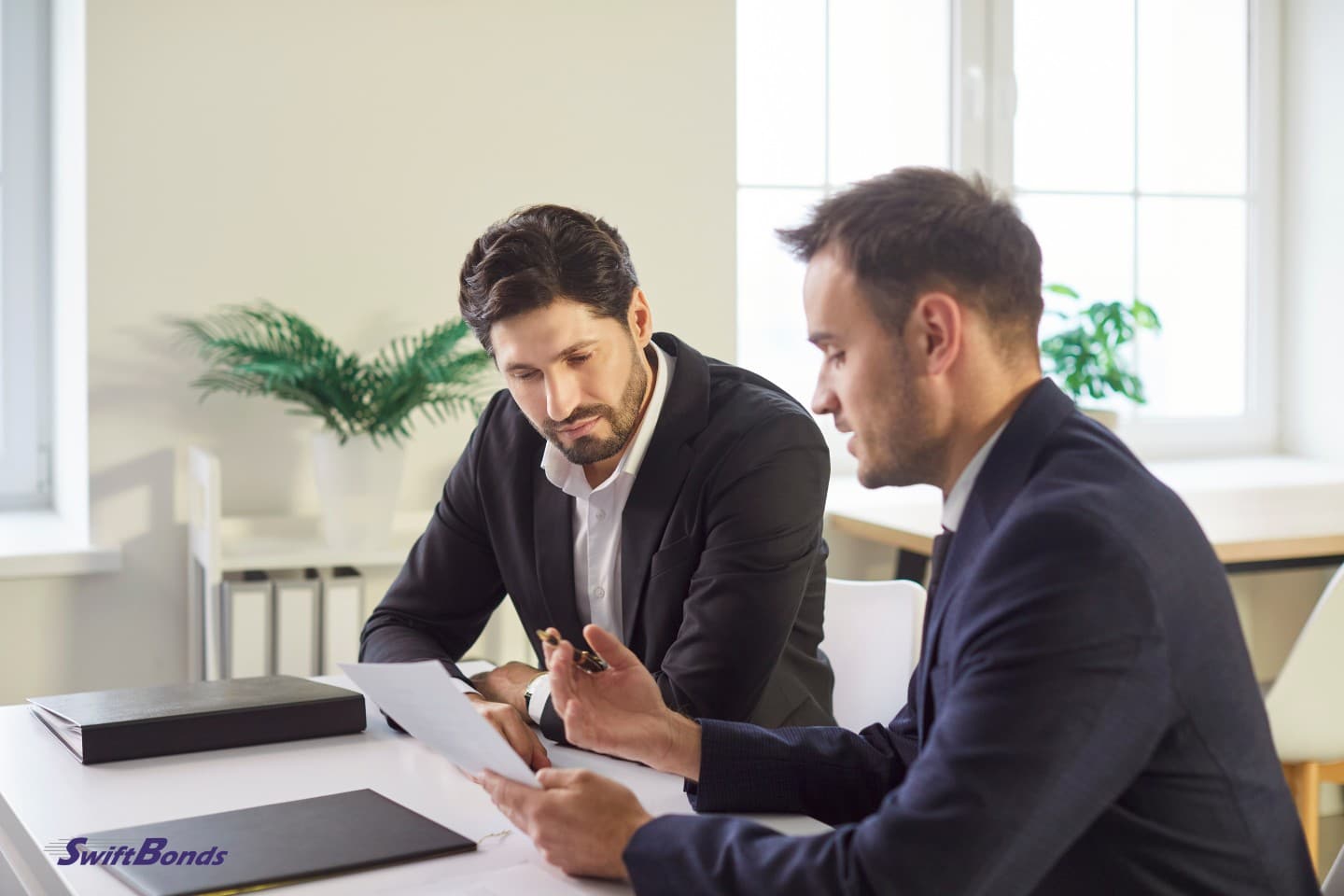 Discuss surety bonds or contracts with businessmen as a serious lawyer, solicitor, or supervisor.