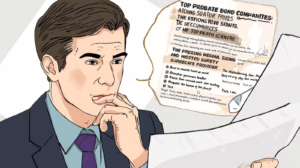 Business professional reviewing paperwork comparing top probate bond companies and evaluating surety provider options.