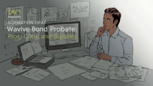 Professional man reviewing probate documents while considering the pros and cons of waiving a probate bond.