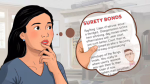 Woman reading a document and thinking about how surety bonds work in probate court.