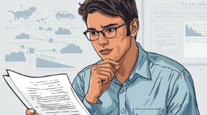 Male applicant reading South Carolina dealer bond paperwork and analyzing compliance steps at his desk.