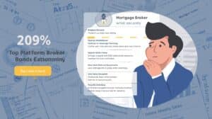 Professional illustration of a mortgage broker analyzing online compliance and licensing documents, emphasizing secure and compliant mortgage broker bond application platforms.