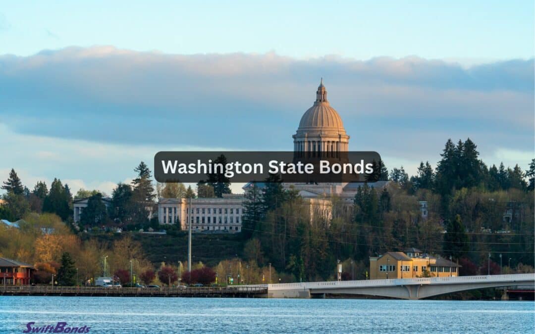 Washington State Capitol building with river view.
