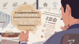 Illustration of a professional reviewing documents about selecting a reliable surety provider and comparing probate bond agencies.