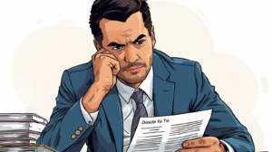 Stressed executor evaluating probate paperwork, illustrating the challenges that an Oswego bond in lieu of a probate attorney can help simplify.